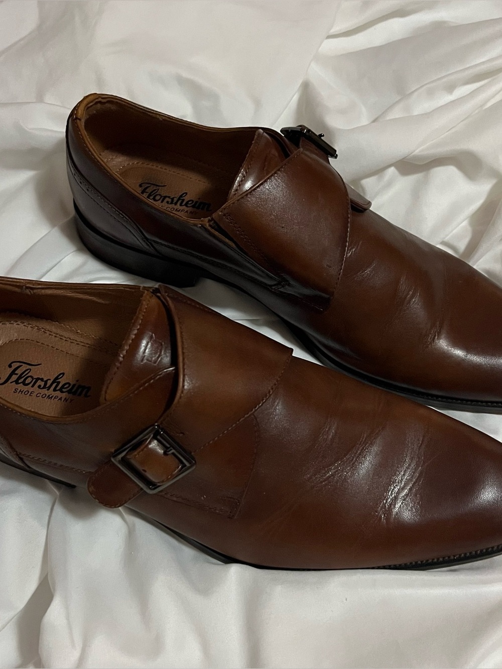 Florsheim Brown Leather Monk Strap Dress Shoes